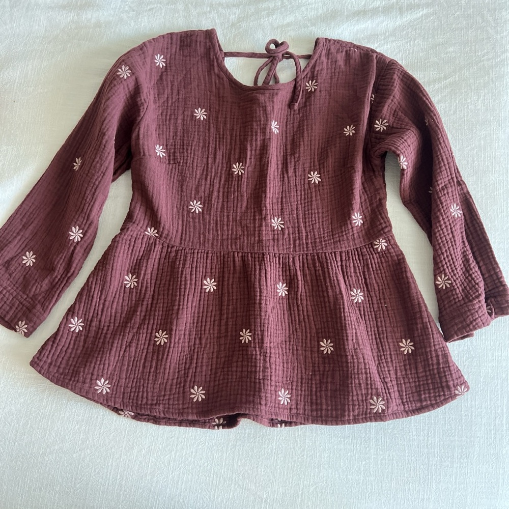 Madewell 100% cotton floral embroidered lightspun open back shirt blouse top XS